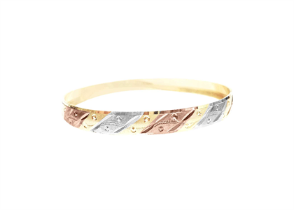 Tri Tone Plated | Diamond Cut Bangles